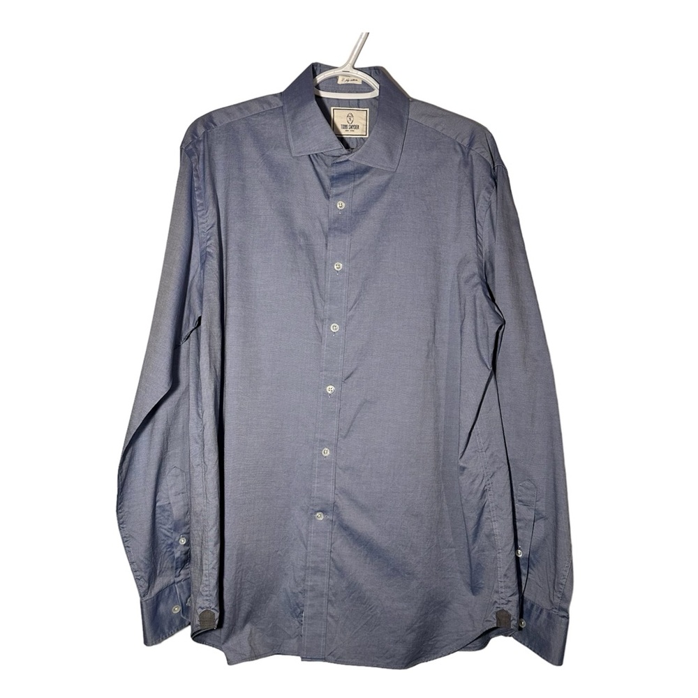 Todd Snyder Button Down Dress Shirt 16.5 34/35 Solid 2-Ply Blue Cotton Sz Large
